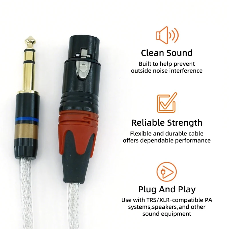 GOLLEY LION XLR Female to 1/4 Inch (6.35mm) TRS Jack Lead Balanced Signal Interconnect Cable XLR to Quarter inch Patch Cable