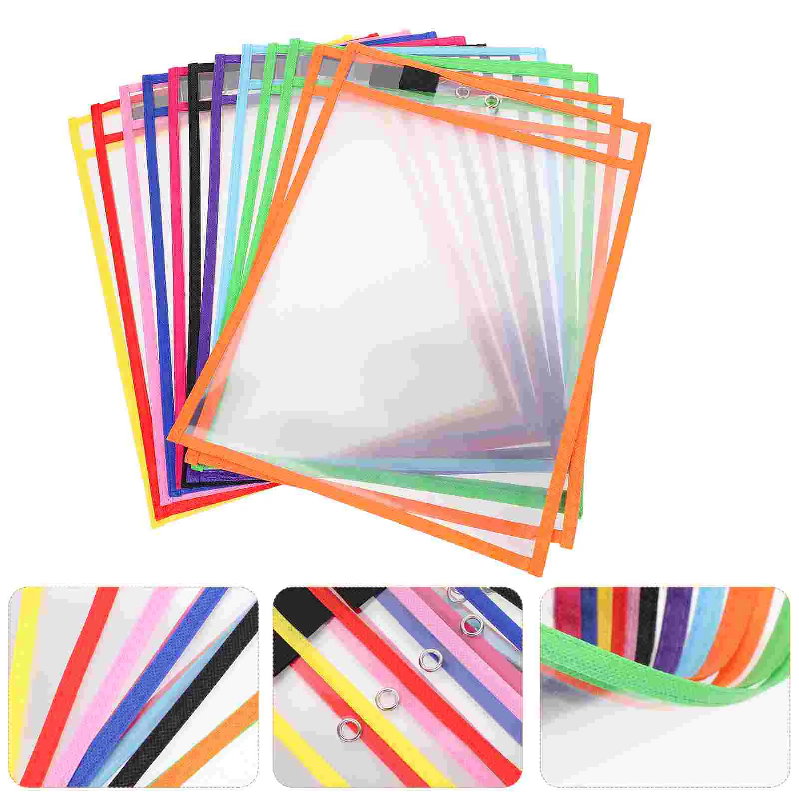 12 Pcs Dry Erase Sleeves Pocket Write and Wipe Pockets Protector Resuable Child