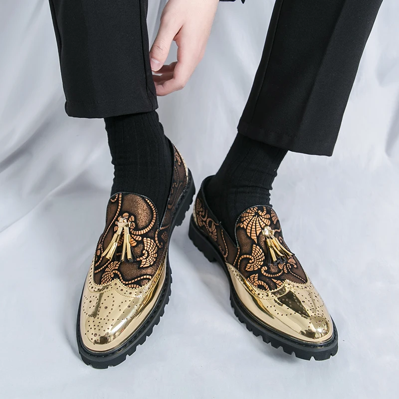 

Модные лоферы без шнуровки из искусственной кожи с кисточками, мужская обувь для взрослых, элегантная мужская повседневная обувь с острым носком, классические туфли-броги для пожилых людей