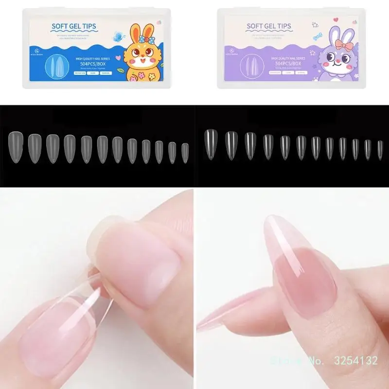 504Pieces False Nails Coffin Clear Fake Nail Tips Press on Nail Soak Off Full Cover Nails Tips For Extension 12 Sizes