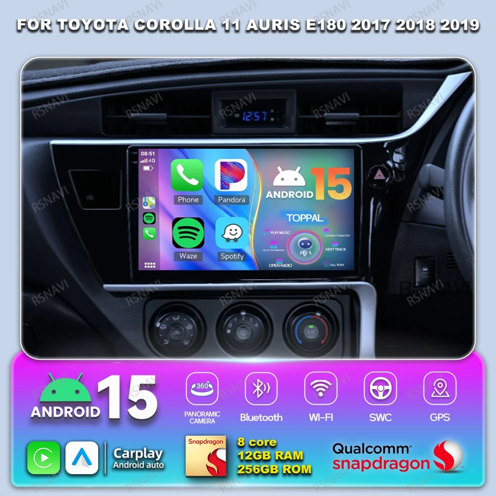 

Автомобильное радио Android 15 для Toyota Corolla 11 Auris E180 2017 2018 2019 4G LTE BT стерео DSP QLED GPS авторадио мультимедиа 5G WIFI