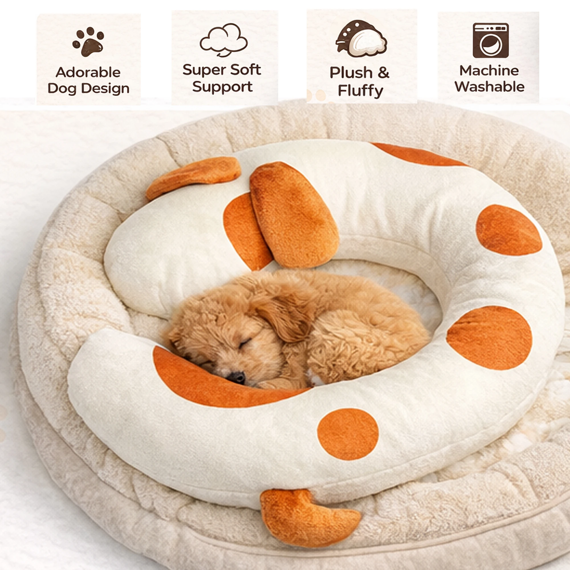 2027 Dog Bed Pillow Soft Breathable Fabric Protects Spine Suitable Small Medium Sized Dogs Keeps Warm During Sleep