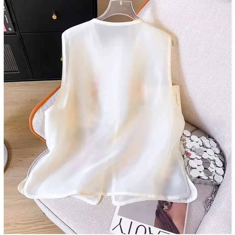 Chinese Style Embroidery Waistcoat 2025 Summer Women Breathable Thin Vest Female Sleeveless Short Jacket Autumn Vintage Vest