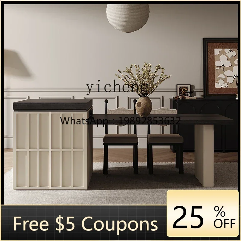 

DF rock slab dining table integrated retractable restaurant Nakajima Taiwan large apartment high-end dining table