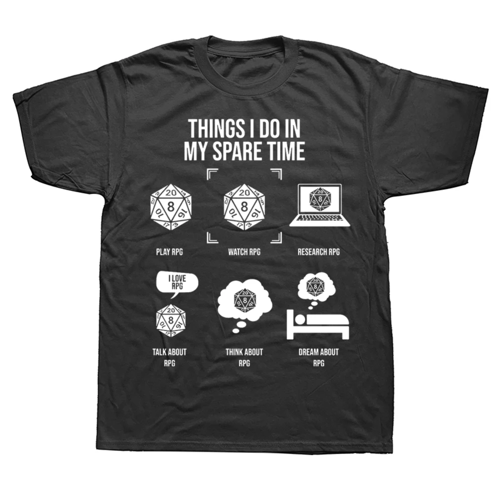 

2025 new model Funny Things IRoleplaying Dice D20 RPG T-shirts Men Women's Fashion Casual Tshirt 100% Cotton Loose Dungeon Drago
