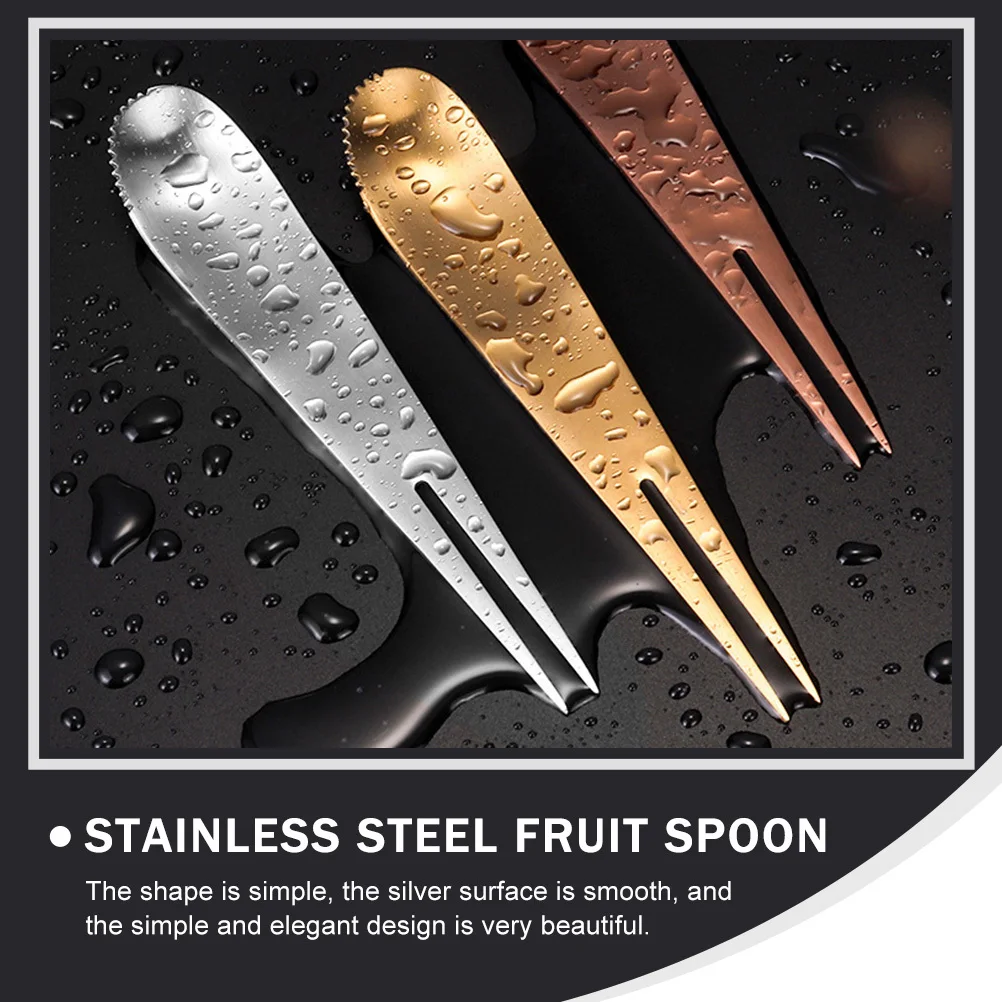 

2 pcs Stainless Steel Fork Spoon Dual-Use Tableware For Fruit Cake Dessert Puree Scraper Multi-Function Rust-Proof Durable