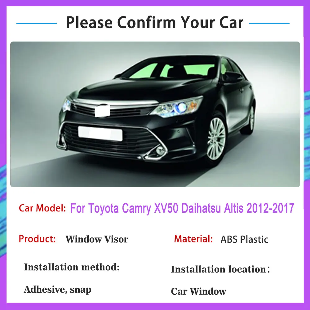 For Toyota Camry XV50 Daihatsu Altis 2012~2017 Rain Sun Windows Visor Car Windshield Deflectors Guards Cover Trim Accessories