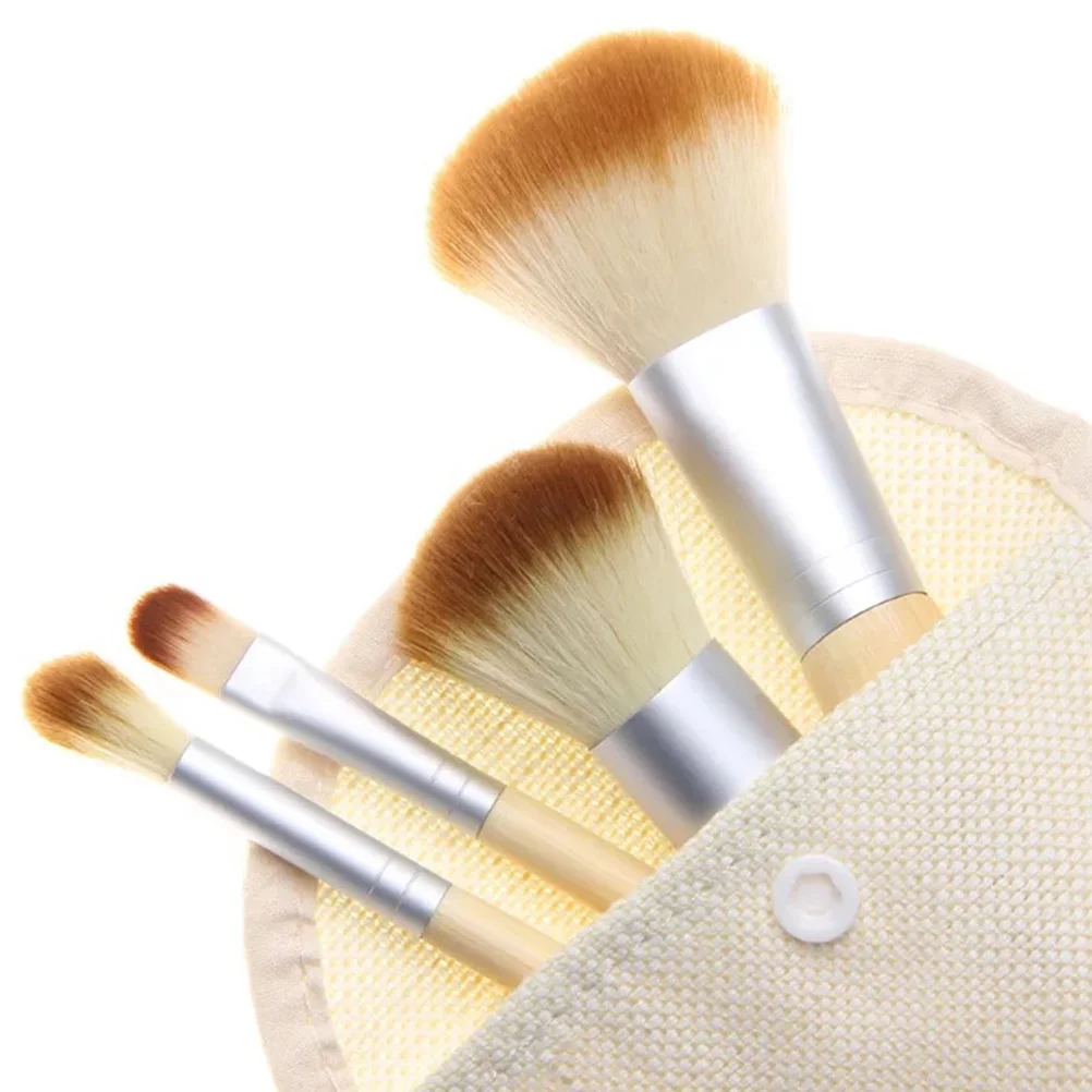 

4Pcs Bamboo Handle Nylon Bristles Makeup Brush Kit Professional Powder Blush Eyeshadow Brushes for Women Ladies Gift