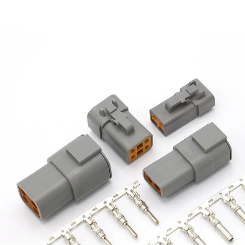 DTP04-4P 2Hole 4Pin Automotive Waterproof Connector Male And Female Wire Harness Plug DTP06-4S 12~14AWG DTP04 DTP06 2Pin 4hole