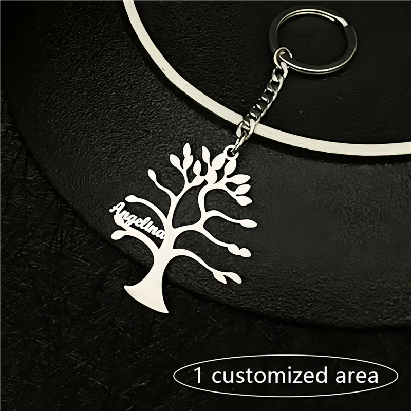 Stainless Steel Women'S Novelty Key Chains, Tree of Life, 1-6pcs Alphabet, Ring Buckle, with New Design, for Family Member