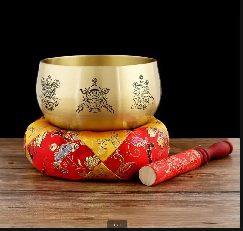 

Brass Buddha Sound Bowl Beat Singing Bowl Magic Weapon Yoga Meditate Treat Tibetan Bowls Decorative Bowls Buddhist Supplies