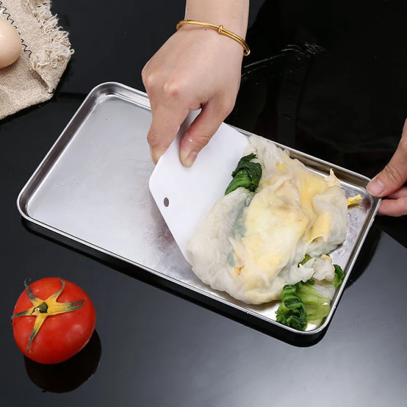 Rice Noodle Pan Home Dishes Storage Organizer Rectangle Stainless Steel Tray Buffet Presentation Tray Metal Food Serving Plate