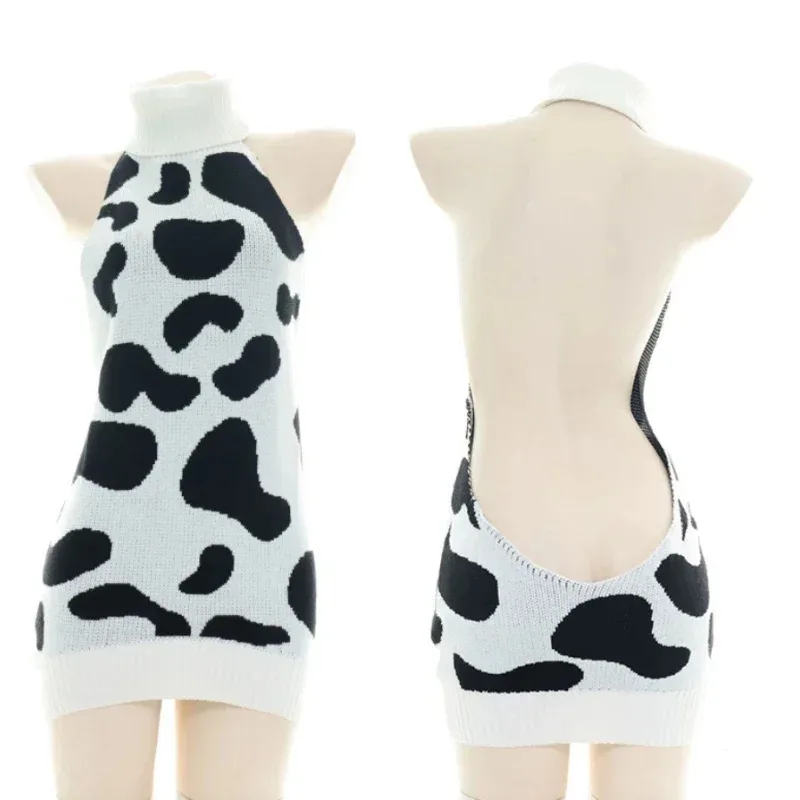 Women sexy lingerie love live cosplay Cow Cosplay costumes backless turtleneck Japanese Lolita cute anime erotic outfit