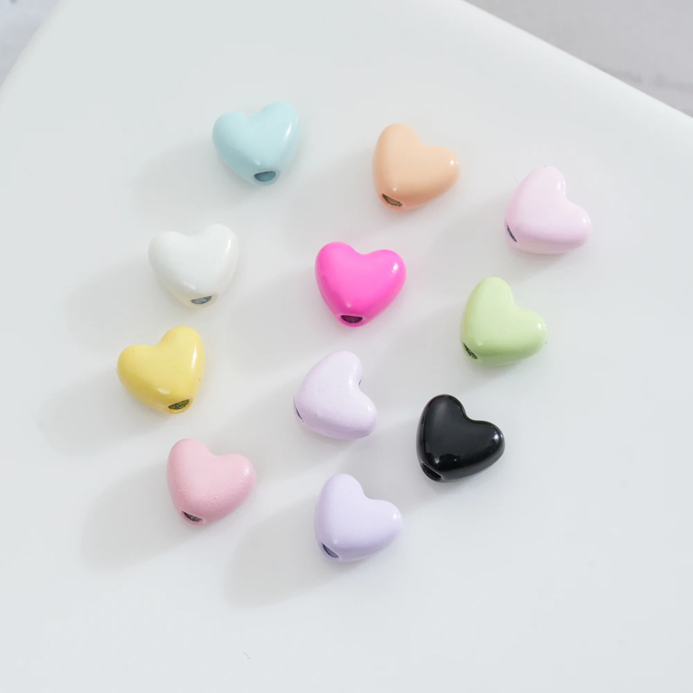 10pcs/lot Color Alloy Beads Loose Spacer Heart Charm Bead for Jewelry Making DIY Earring Phone Chain Bracelet Accessories