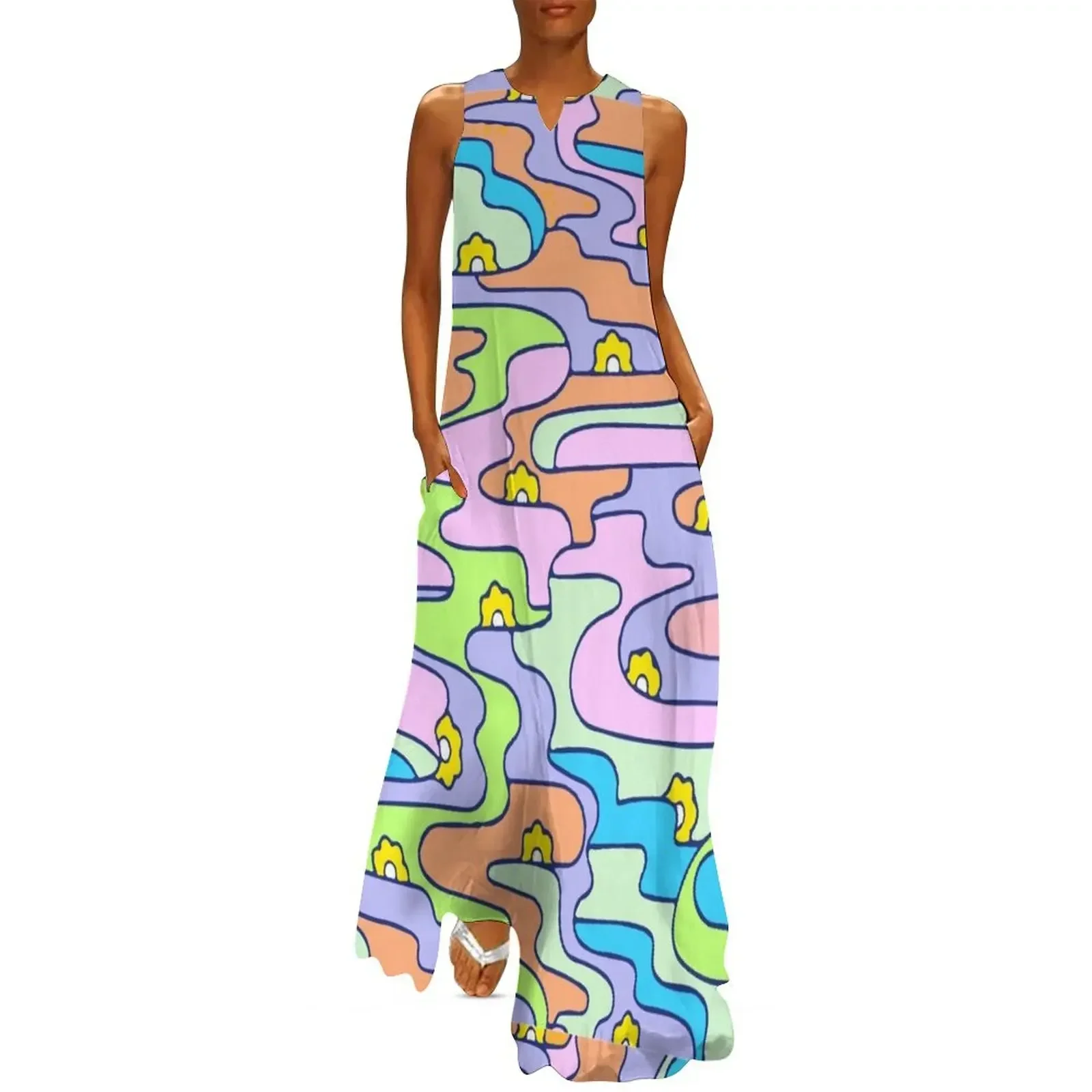 

Print 10 - The colorful 60s collection Long Dress sensual sexy dress for women evening dresses ladies Dress