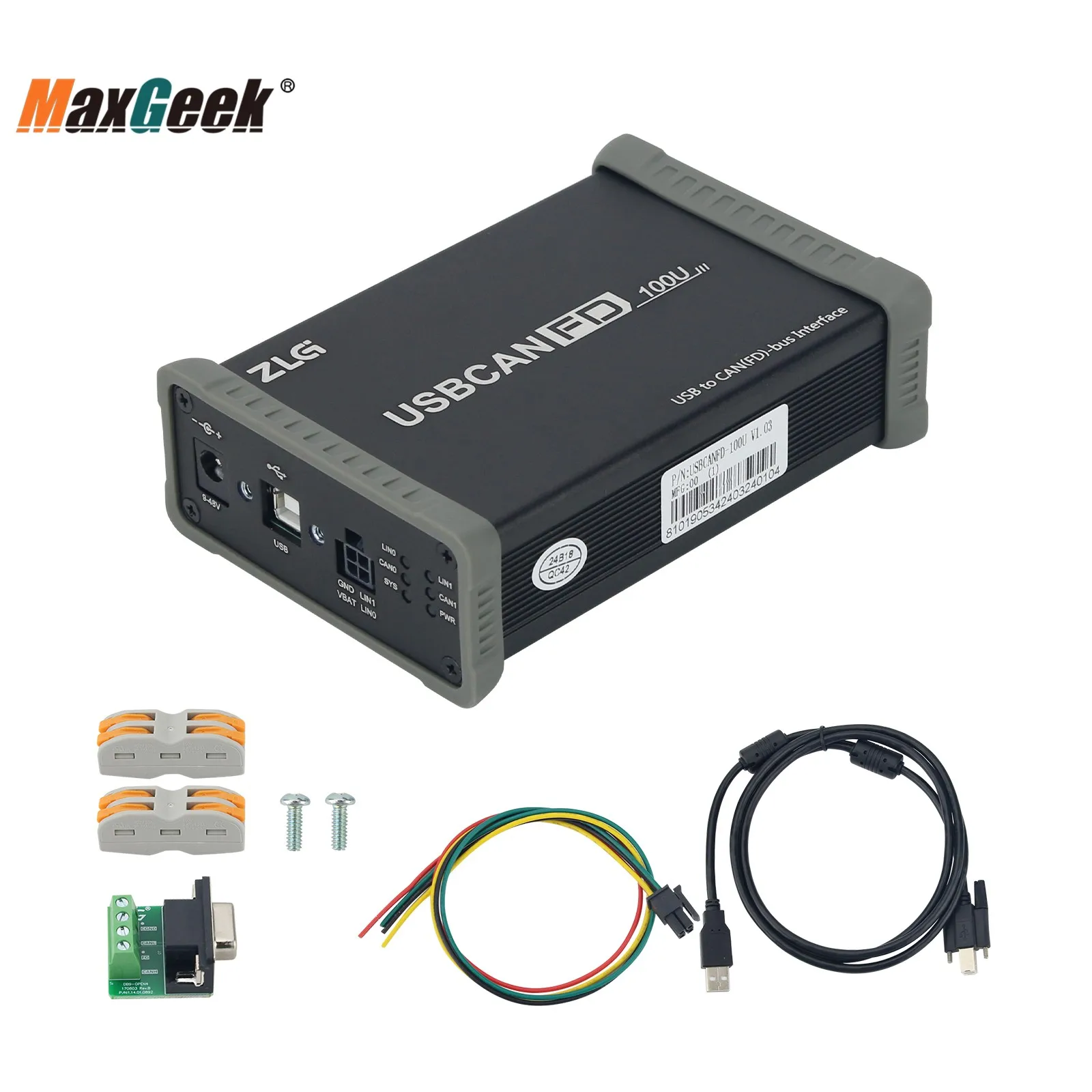 Maxgeek ZLG USBCANFD-100U Interface Card 2-Channel USB to CANFD Analyzer High Performance CANFD Converter