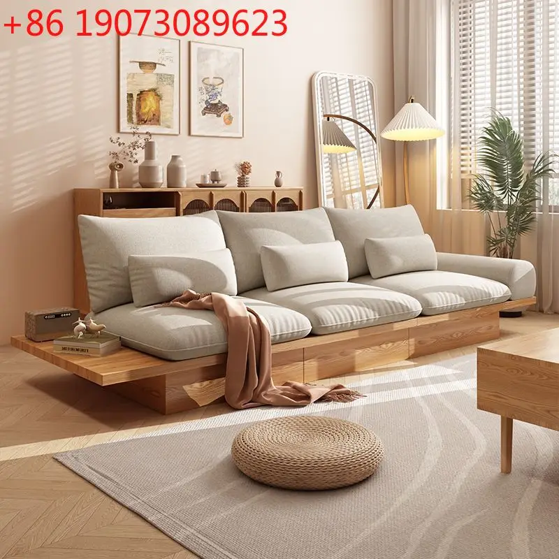 Wabi أريكة الرياح الرملية إطار من الخشب الصلب غرفة المعيشة شقة صغيرة الشمال تخزين بسيط ثلاثة أشخاص أريكة قماش أرضية
