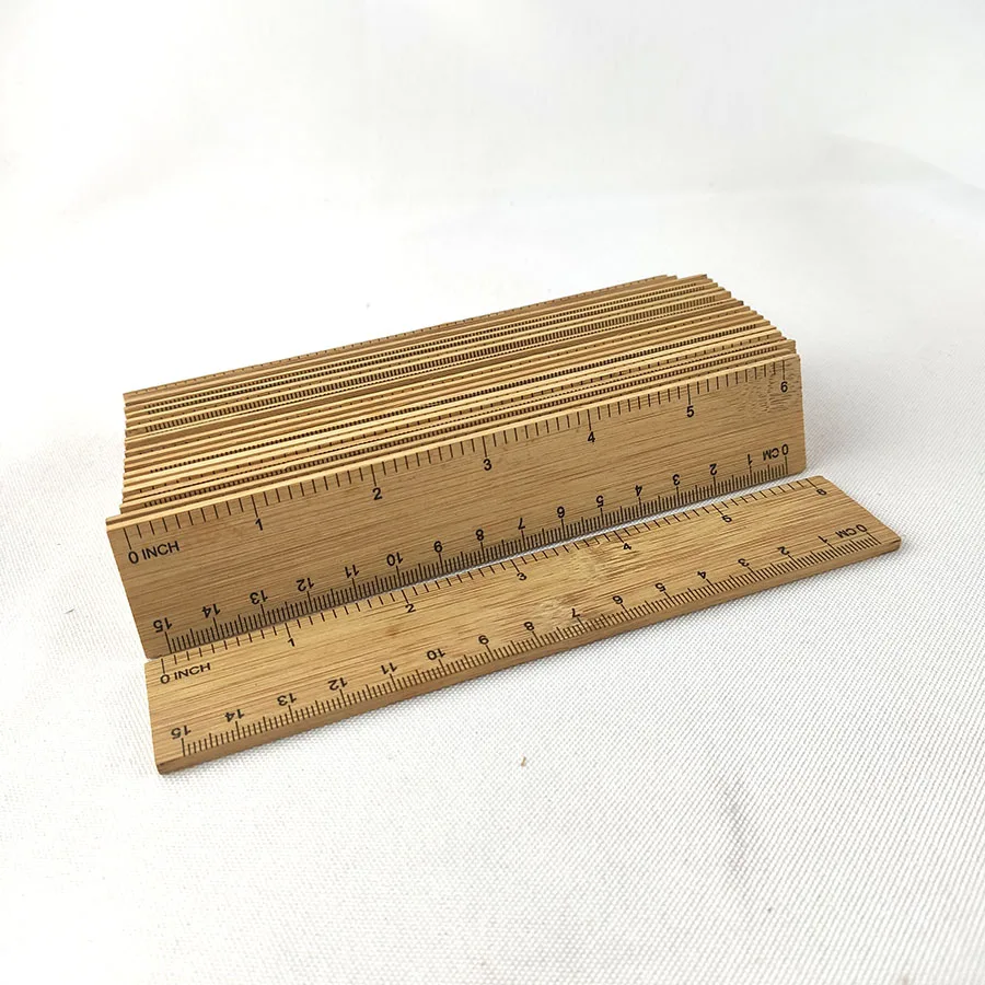 20 Pack Bamboo Ruler Student Rulers Bamboo School Rulers Office Ruler Measuring Ruler, 2 Scale (6 Inch and 15 cm)