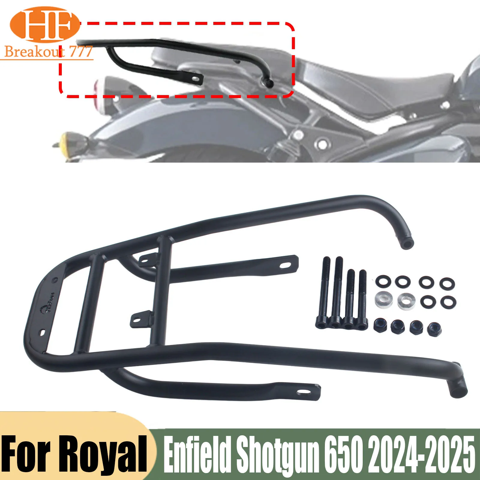 For Royal Enfield Shotgun 650 2024-2025  Rear Detachables Backrest Luggage Rack Cargo Support Holder Bracket Cargo Tail Rack