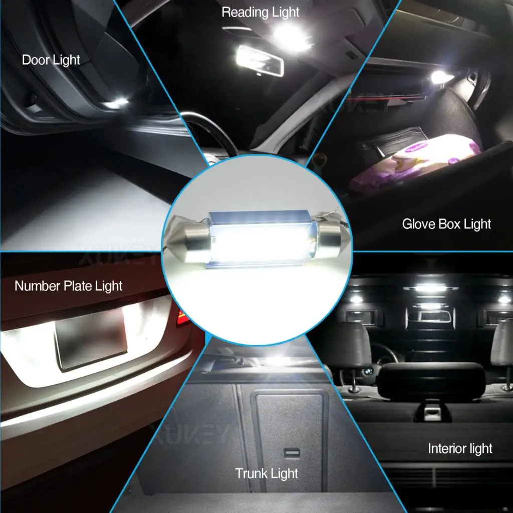 4X 39mm 38mm LED Festoon Bulbs C5W Bulb CANBUS 2016-15-SMD 12V Car Interior Replacement Dome Interior Reading License Plate Lamp