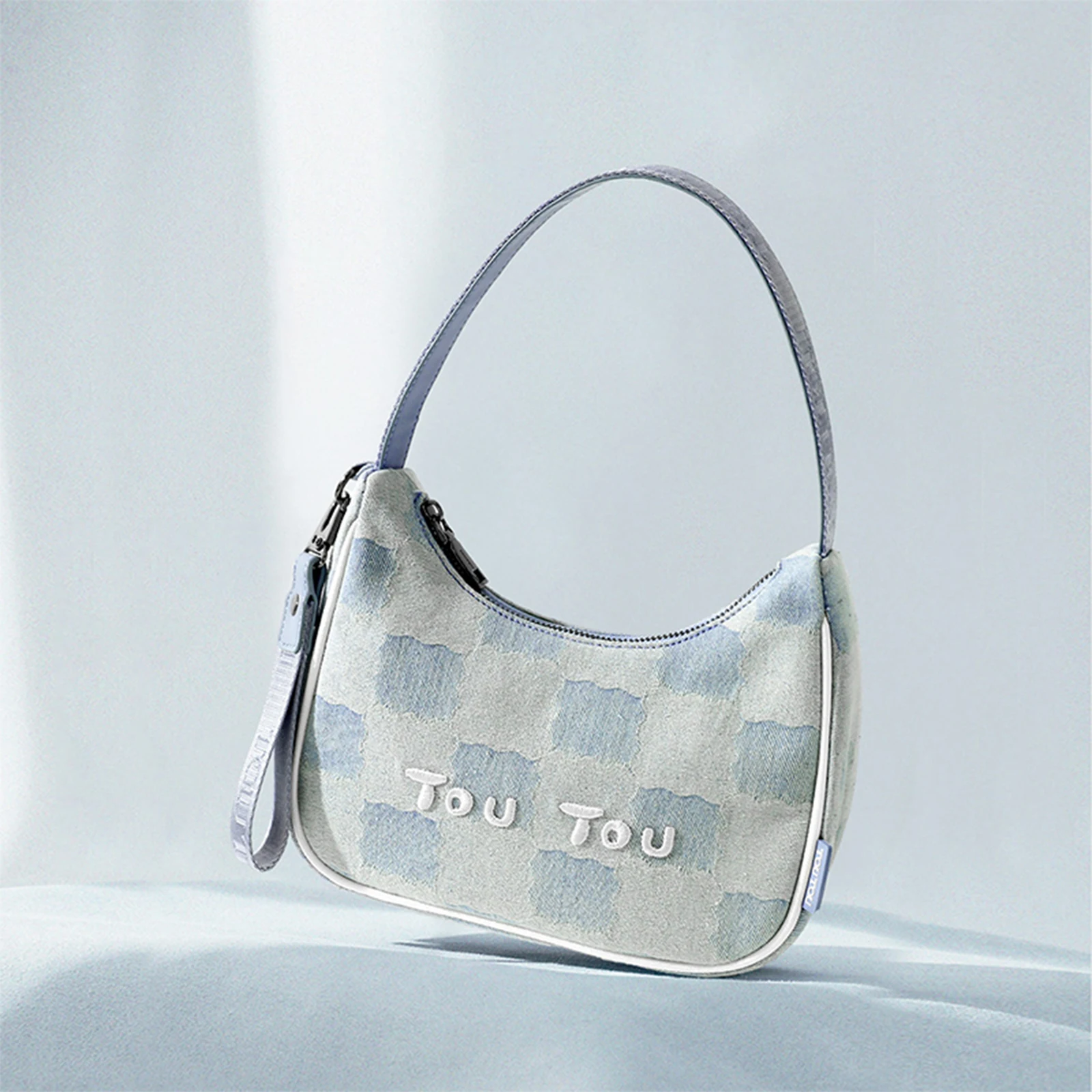 TOUTOU Women Handbag 2024 Spring New Biscuit Pattern Imitation Cowboy Blue Underarm Bag Commuter Versatile Casual Shoulder Bag