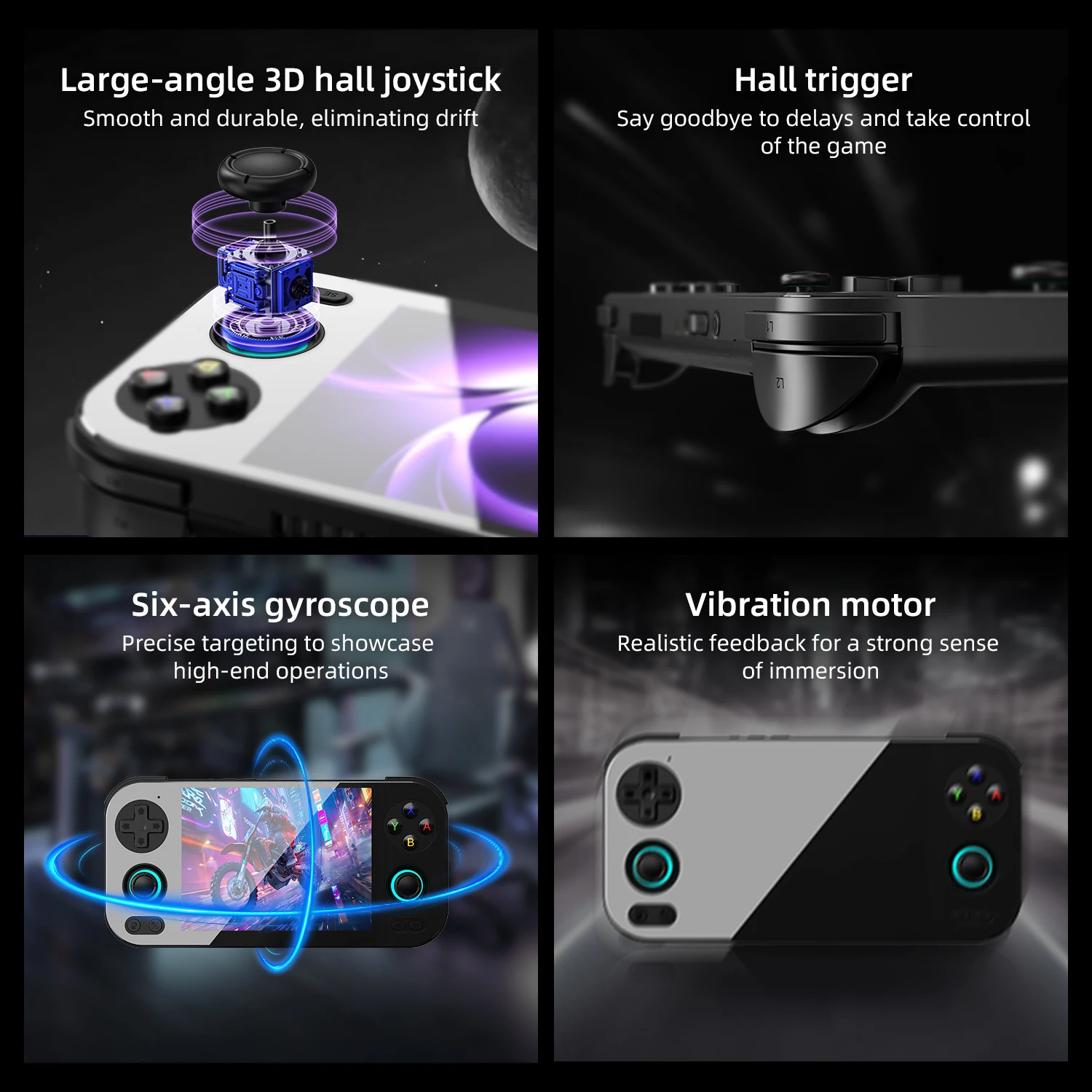 ANBERNIC RG 476H وحدة تحكم بجهاز لعب محمول 4.7 بوصة LTPS شاشة داخل الخلية عصا تحكم ثلاثية الأبعاد في القاعة أندرويد 13 نظام دعم مساعد AI FOTA