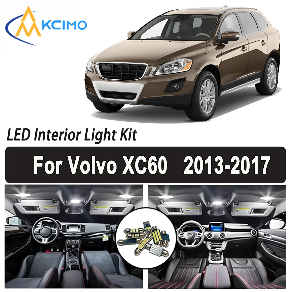 ไฟ LED Kcimo สำหรับ Volvo XC60 (2013-2017) ชุดไฟ LED ภายในรถยนต์คุณภาพพรีเมียม สว่างมาก ไฟโดม ไฟแผนที่ ไฟท้ายรถยนต์ ชุดไฟ LED สำหรับรถยนต์ ใหม่ ปลอดภัย