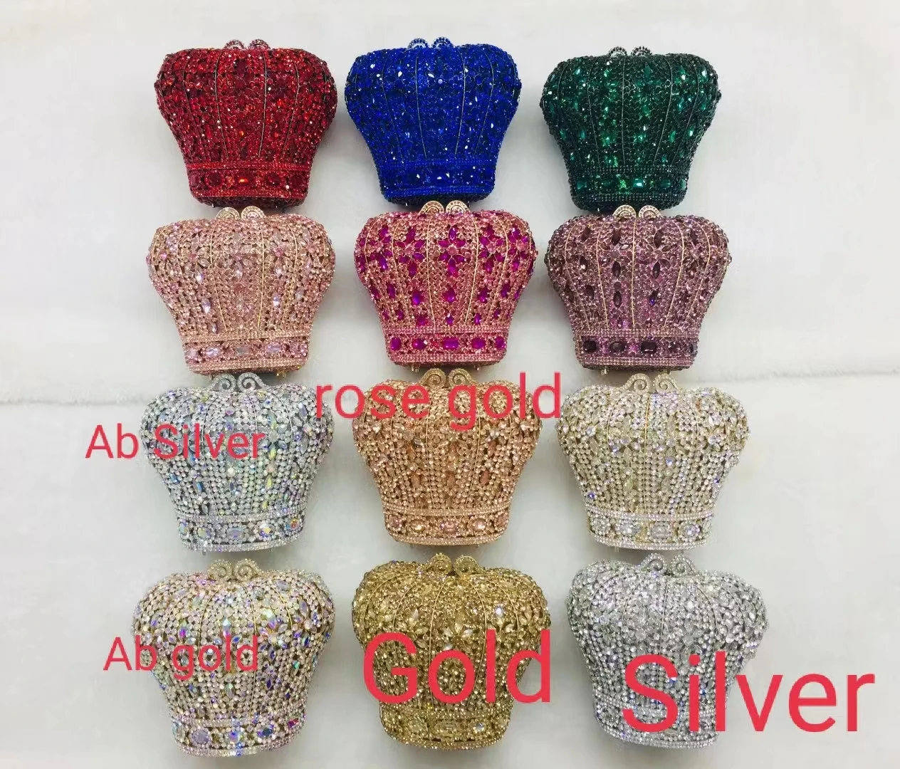 KHNMEET Stylishly Cute Crystal Bags Crown Designer Purse Wedding Prom bags Female pochette Diamond Evening Bags Wristlets SM26