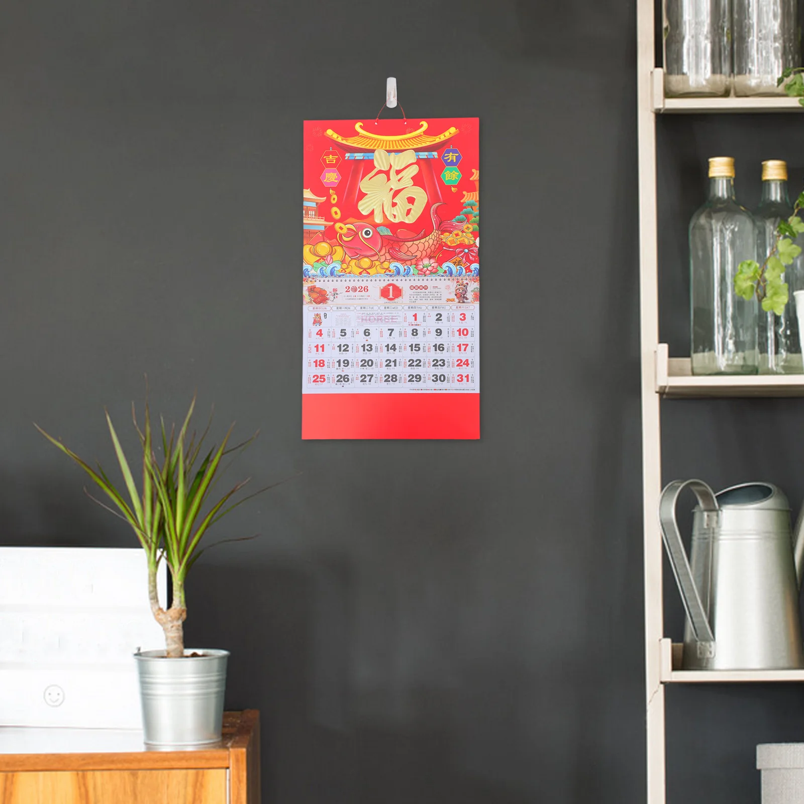 2026 Tear Off Daily Paper Calendario da appendere per Capodanno cinese Vacanze multi-paese Layout mensile trasparente Ufficio luminoso