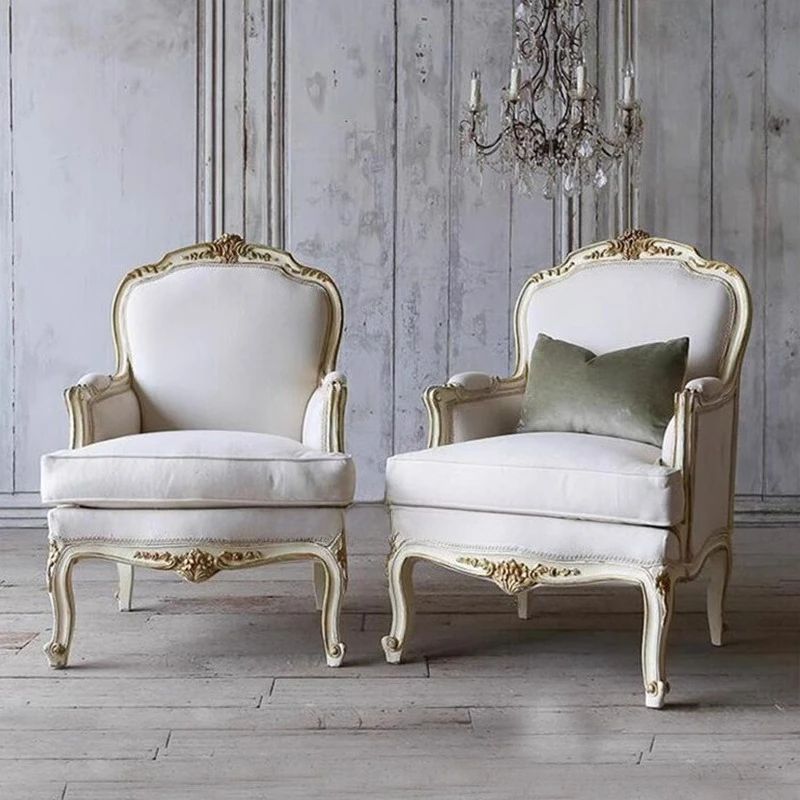 

European solid wood carving flower retro living room sofa combination American old luxury villa three-person sofa customization