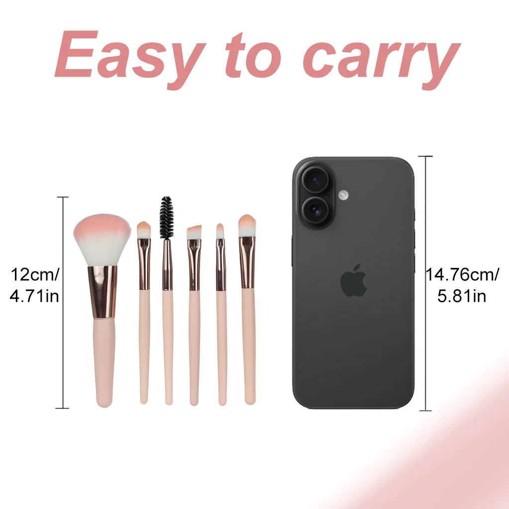 Ensemble de Mini pinceaux de maquillage de voyage, 6 pièces, pinceaux cosmétiques professionnels avec 3 éponges de maquillage, Kit essentiel pour femmes et filles
