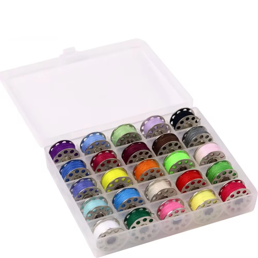 25Color/36Color Bobbin Thread Set Metal Bobbin Case With Colored Thread Sewing Thread Household General Bobbin Thread