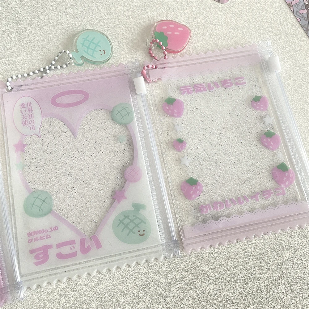 1pcs Cute Transparent Shiny Candy Bag Idol Card Sleeves Holder Photocard Holder Game Cards Protector Films Zipper Storage Bags