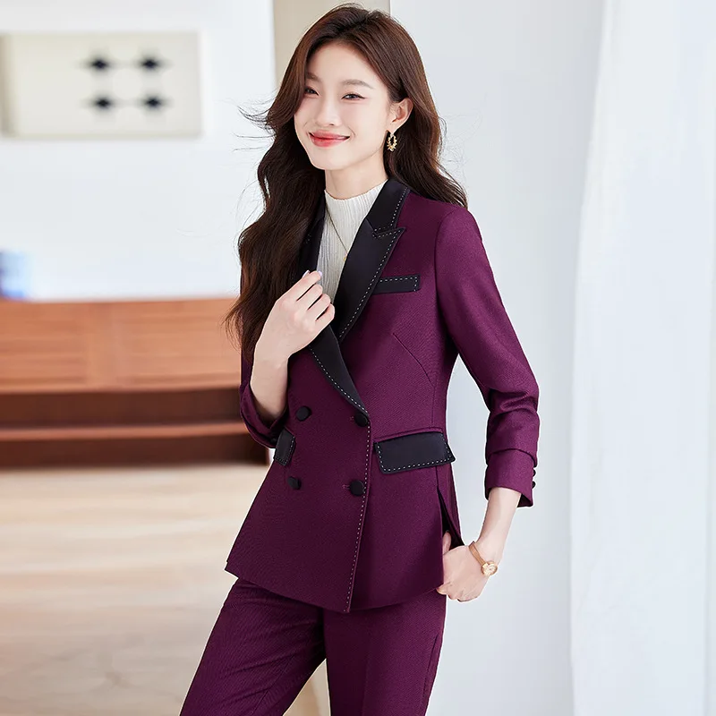 Purple Blazer for Women2024Spring and Autumn New High Sense Elegant Outfit Professional Tailored Suit General Manager Formal Wea