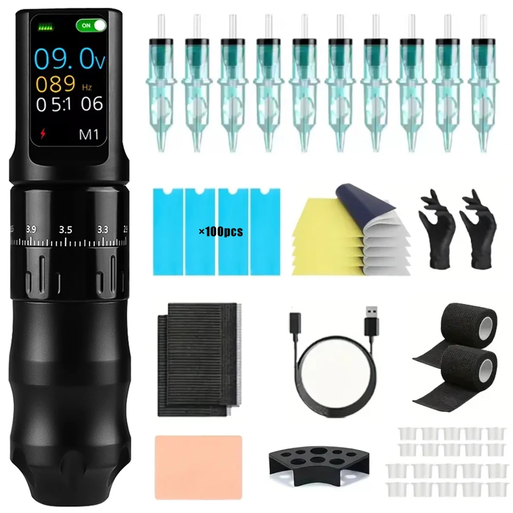 

Wireless Tattoo Machine Kit with Adjustable Stroke 2.7-4.5mm, LED Display - USB Rechargeable, Ergonomic Design for Tattoo Artist