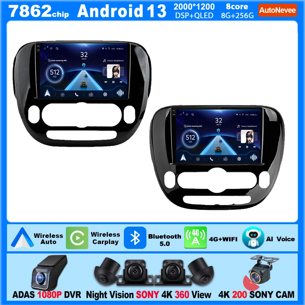 

Carplay Android Car Radio For KIA SOUL 2 2013-2017 Multimedia Player Touch Screen 9 Inch Intelligent System 5G GPS Wifi Display