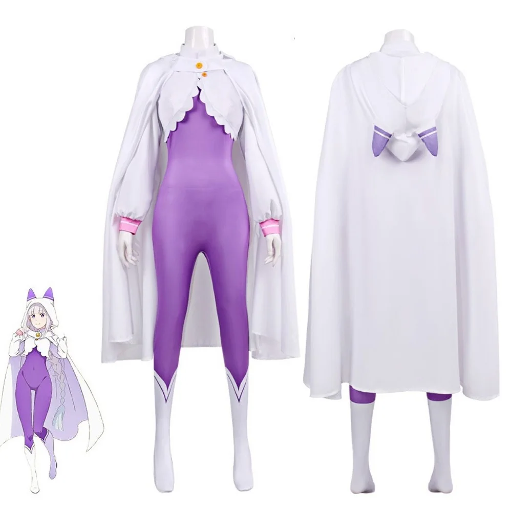 Emilia Cosplay Costume Anime Girl Re Life in Another World from Zero Halloween Outfits Party Dress Roleplay Party Dress