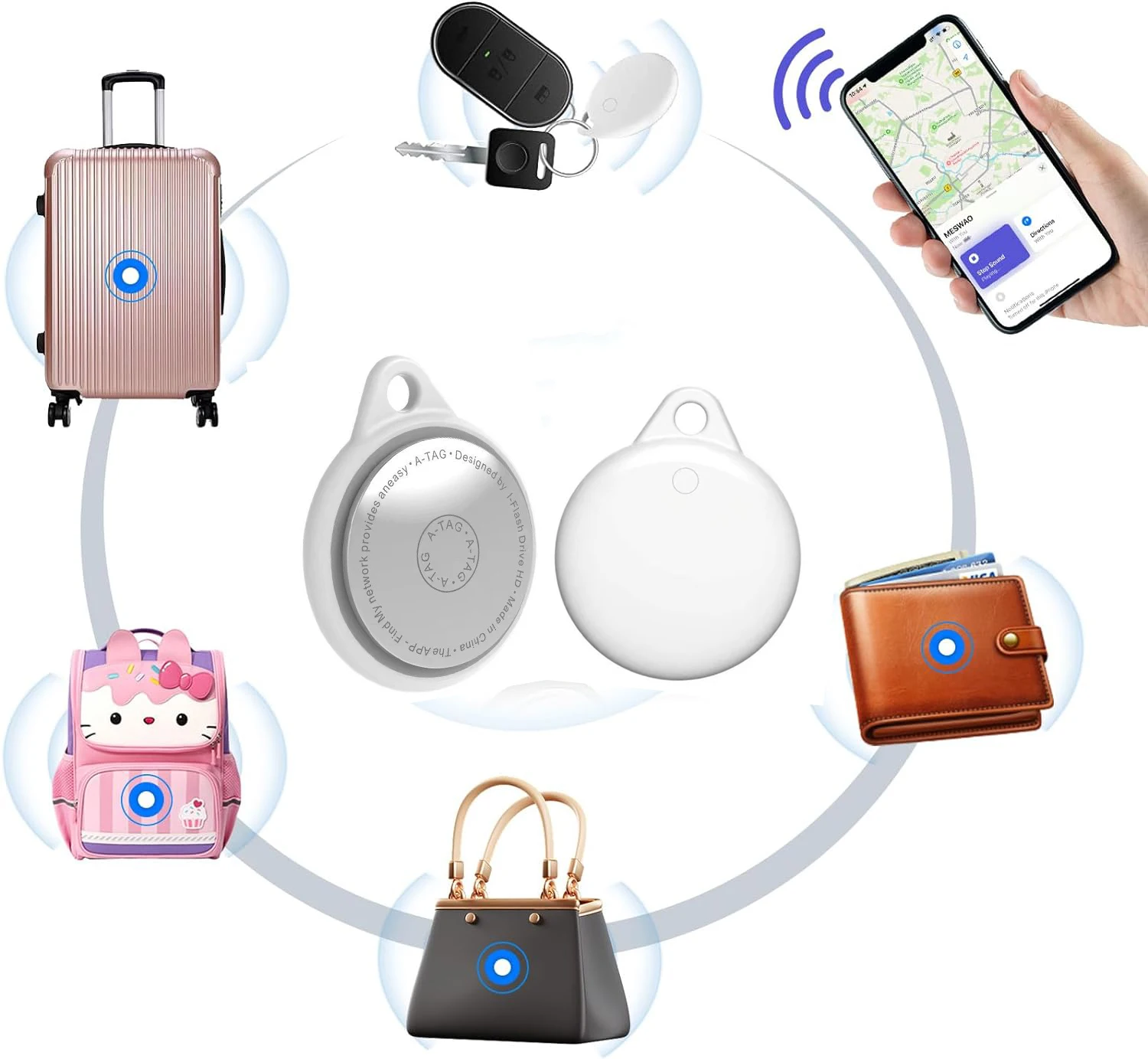 Smart Mini Item Finder Tracking Auto Positioning Locator Anti-loss GPS Tracker AirTag for Dog Cat Pet Car Elderly Kids