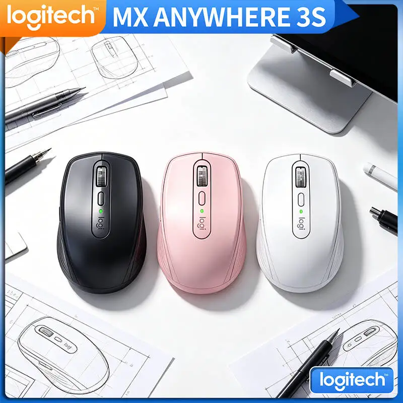 Precision Logitech MX Anywhere 3S Mouse - 8K DPI, Hyper-Scroll, Silent Click, USB-C Charging for Office & Travel