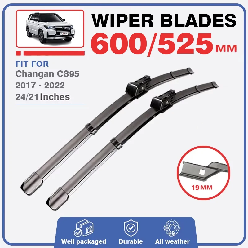 Front Rear Wiper Blades Set For Changan CS95 2017 - 2022 Windshield Windscreen Brushes Accessories Rubber Refills 2018 2019 2020