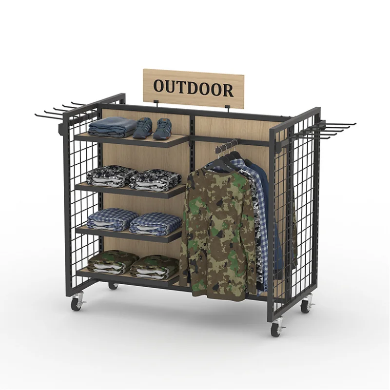 custom.Metal Customized Retail Store Fixtures Wood Gondola Display Rack Clothes