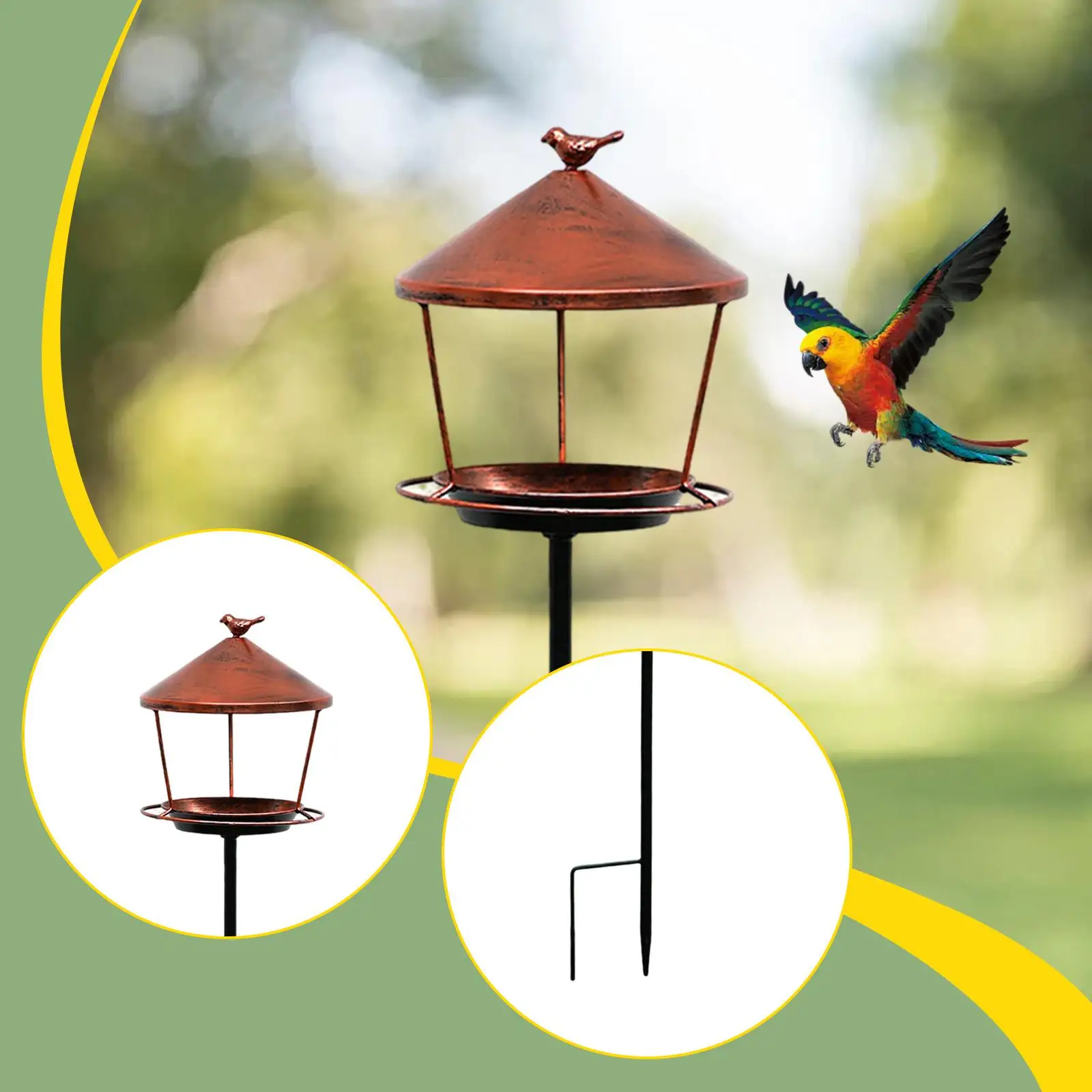 

Металлическая напольная кормушка-поилка для птиц для двора, улицы, сада, балкона, фермерского дома