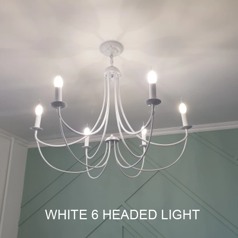 country simple candle iron chandelier light lamp LED droplight arcuate modern iron LED chandelier for dinning