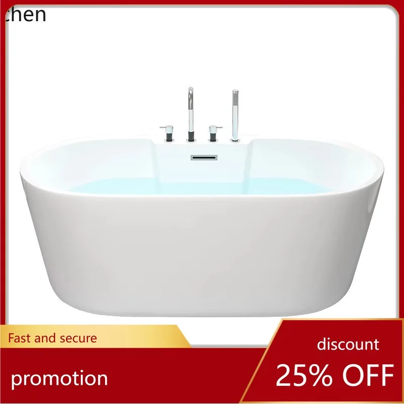 

YFY Bathtub Adult Household Double Oval Large Bath Basin