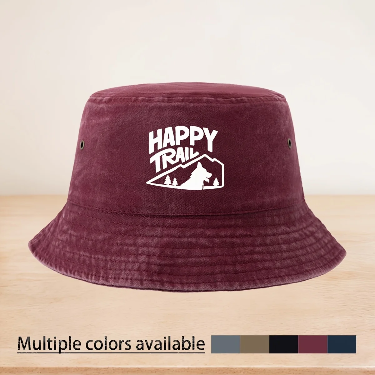 Men' & Women' Happy Trail Print Bucket Hat - Lightweight Breathable Fisherman Suitable for Hiking, Fishing, Travel, Outdoor Acti