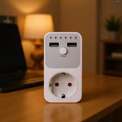 1Pcs USB Ports Countdown Time Controller for,Voltage Protector with,Two USB countdown off the power, the socket can only charge.