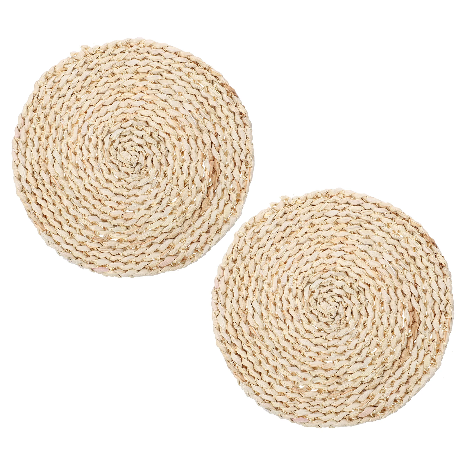 

2PCS Woven Round Braided Coasters Heat Resistant Table Mats for Woven Placemats For Dining Table Dining Rustic Reusable
