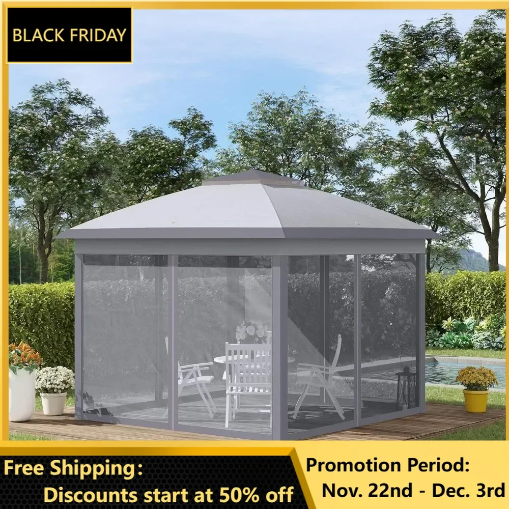 11' X 11' Pop Up Canopy Tent with Netting and Carry Bag, Instant Gazebo Sun Shelter, Tents with 121 Square Feet of Shade, Canopy