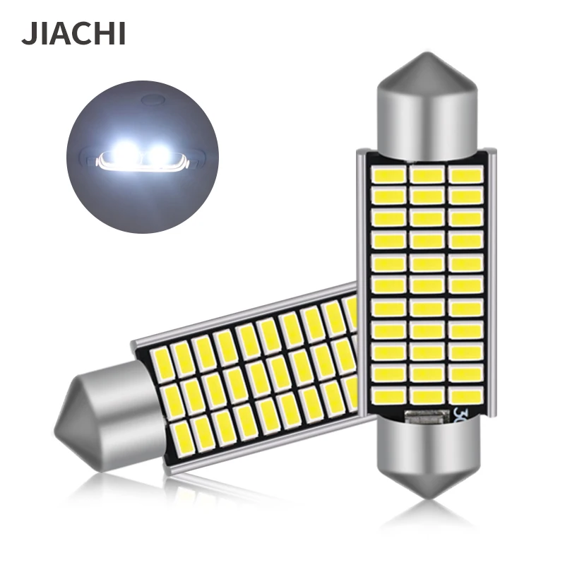 JIACHI 100PCS LED Bulb C5W Car Light Festoon 41mm 42mm CANBUS Error Free 3014Chip 33SMD Interior Dome Reading Map Lamp White 12V