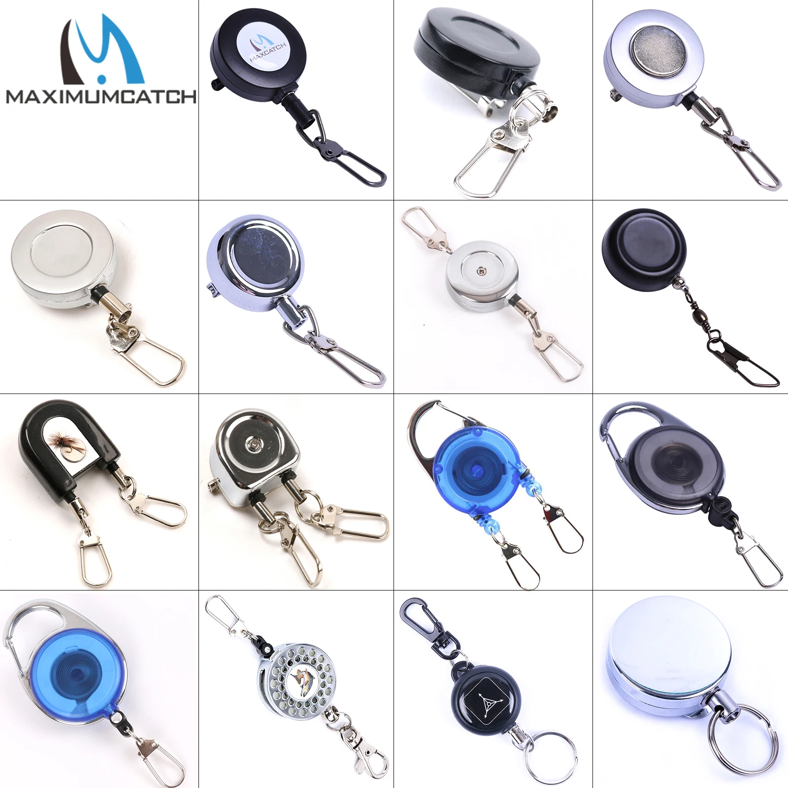 Maximumcatch Fly Fishing Zinger Retractor Clip Badge Holder Keychain Hook Cord Line Winder Extractor Fishing Gear Tools